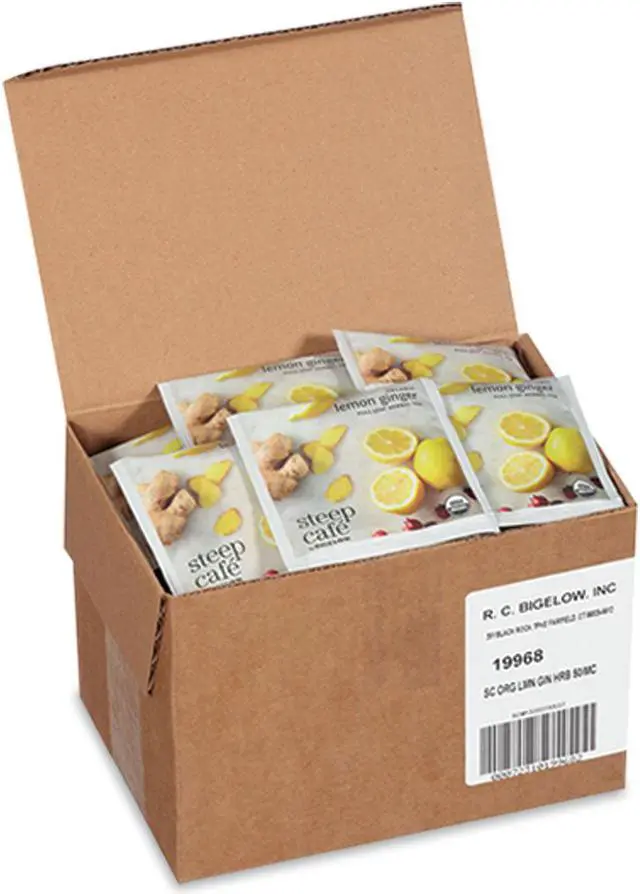 Main image of steep Café Organic Herbal Tea Lemon Ginger 50 Bags/Carton RCB19968