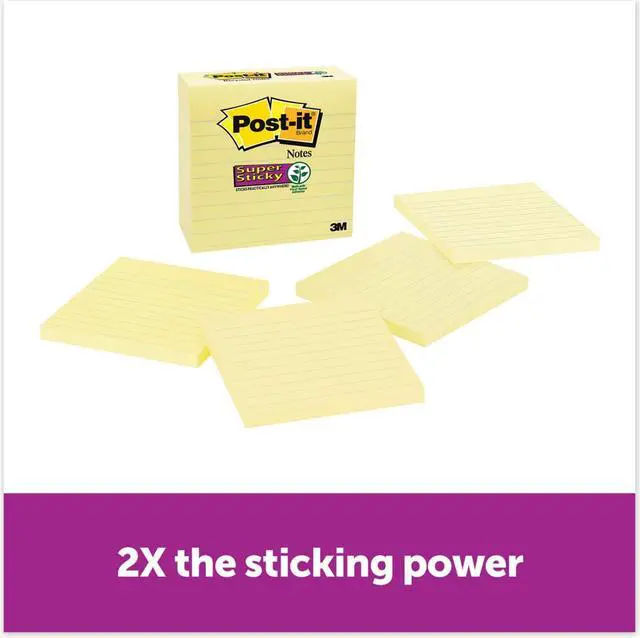 Alt view image 3 of 12 - Post-it Super Sticky Notes 4" x 4" Canary Yellow 4 Pads/Pack (675-4SSCY) 667403