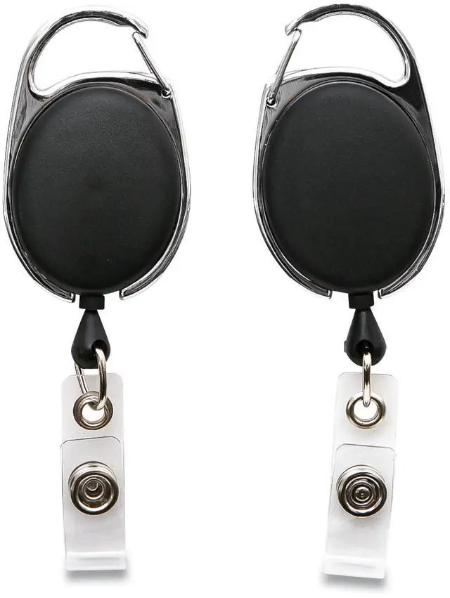 Alt view image 7 of 8 - Baumgartens Clip ID Badge Reel, Caribiner Style, 30", Matte Black 68754