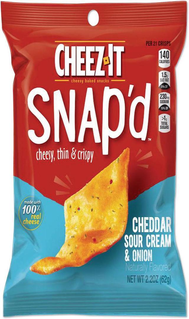 Cheez-it Snap'd Crackers, Cheddar Sour Cream and Onion, 2.2 oz Pouch, 6/Pack Cheez-it Snap'd Crackers, Cheddar Sour Cream and Onion, 2.2 oz Pouch, 6/Pack