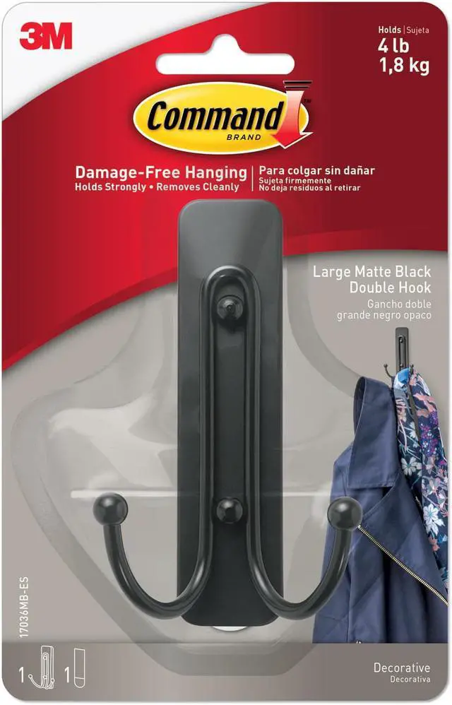 Alt view image 6 of 18 - 3M COMPANY 4LB BLK Decor DBL Hook 17036MB-ES