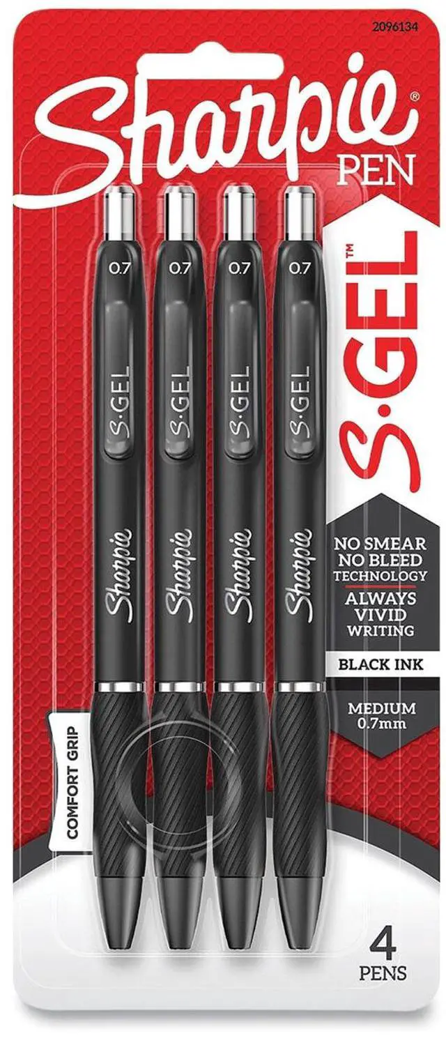 Alt view image 7 of 7 - Sharpie S-Gel Retractable Gel Pen Medium Point Black Ink 4/Pack (2096134)