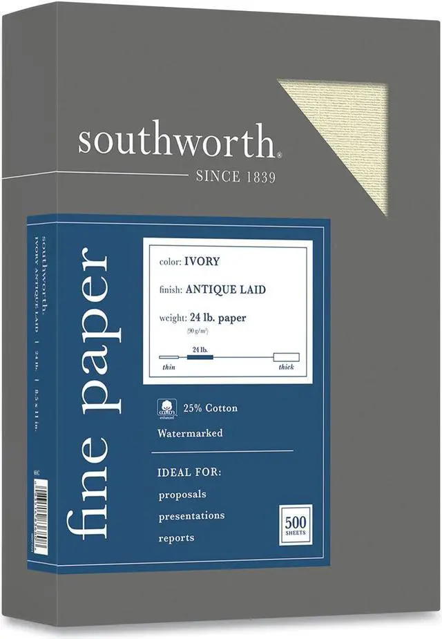 Alt view image 10 of 10 - Southworth Antique Laid ID Paper 24 lbs 8.5 x 464C