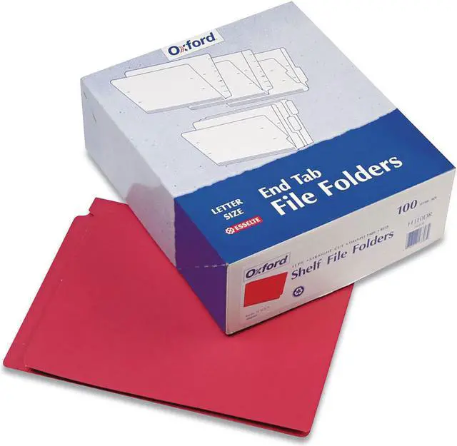 Alt view image 9 of 9 - End Tab File Folder 3/4" Exp. 11 pt. Letter 100/BX Red
