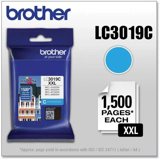 Alt view image 2 of 7 - BROTHER INTERNATIONAL CORPORAT LC3019C SUPER HIGH YIELD XXL CYAN INK CARTRIDGE