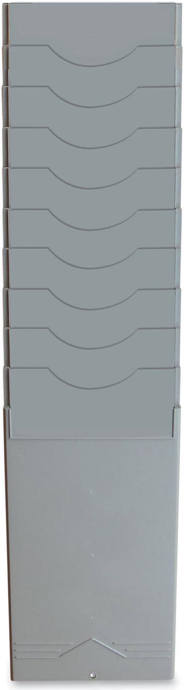 Time Card Rack, 10 Pockets, Plastic, Light Gray