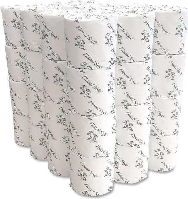 Main image of Floral Soft 2-Ply Standard Bathroom Tissue Septic Safe White 48 Rolls B448
