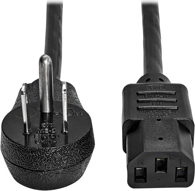 Main image of Tripp Lite Model P006-003-15D 3 ft. Desktop Computer AC Power Cord, Right-Angle NEMA 5-15P to C13 - 10A, 125V, 18 AWG, 3 ft. Black