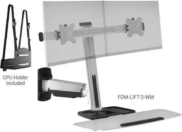 Alt view image 2 of 4 - Ergotech FDM-LIFT-2 Freedom Lift Dual Monitor 26.2" Keyboard Tray Desk Clamp