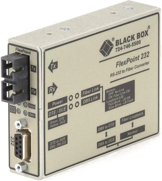 Alt view image 4 of 4 - Black Box FlexPoint RS-232 to Fiber Converter, 850-nm Multimode, 2.5 km, SC