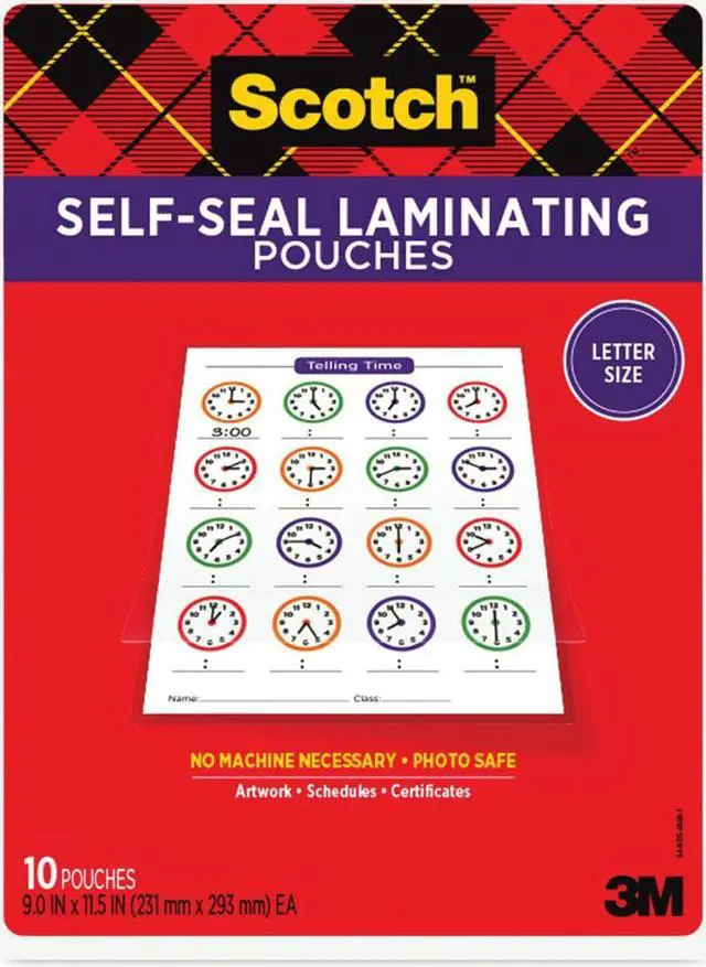Alt view image 3 of 18 - LS854-10G Scotch Self-Sealing Laminating Pouches, Letter Size (Pack of 10)