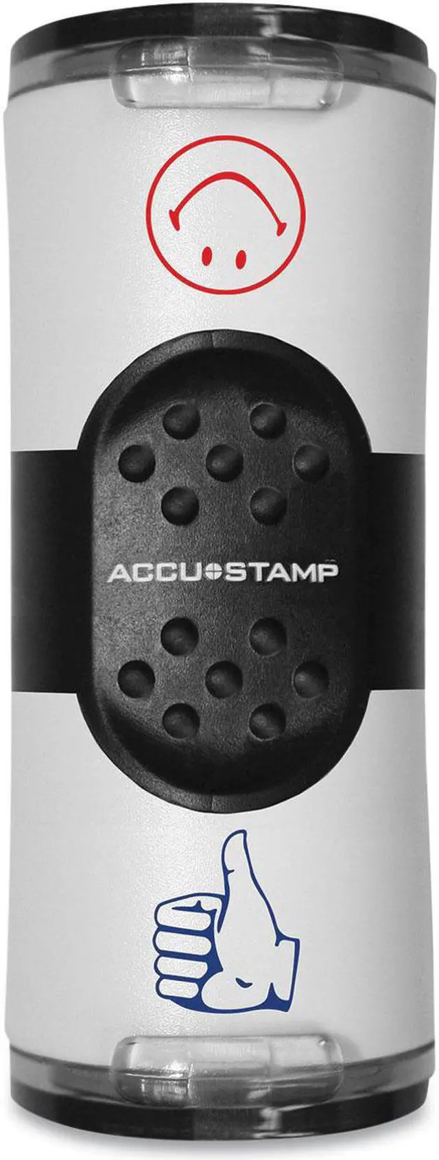 Main image of AccuStamp Dual Message Pre-Inked Stamp Smiley Face/Thumbs-Up Red/Blue 032934