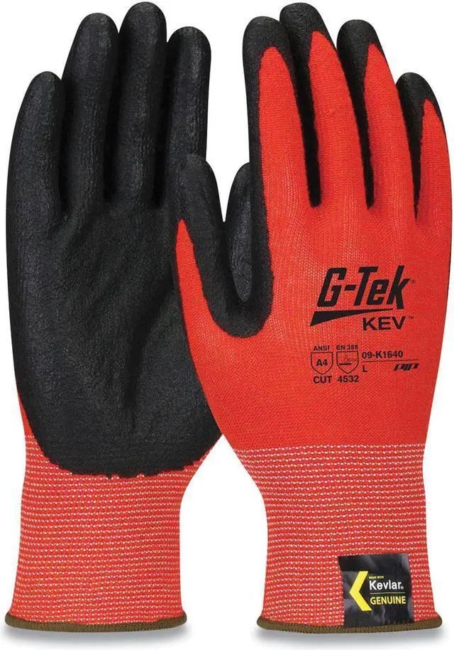 Main image of KEV Hi-Vis Seamless Knit Kevlar Gloves Medium Red/Black 09K1630M