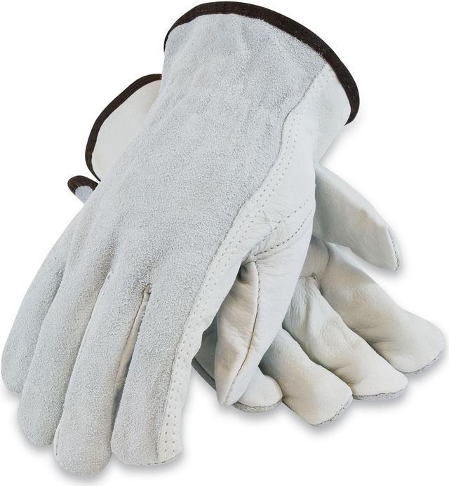 Top-Grain Leather Drivers Gloves with Shoulder-Split Cowhide Leather Back, Medium, Gray