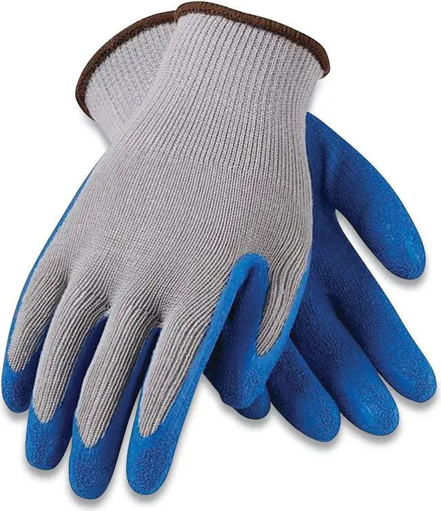 Main image of GP Latex-Coated Cotton/Polyester Gloves Medium Gray/Blue 12 Pairs 391310M