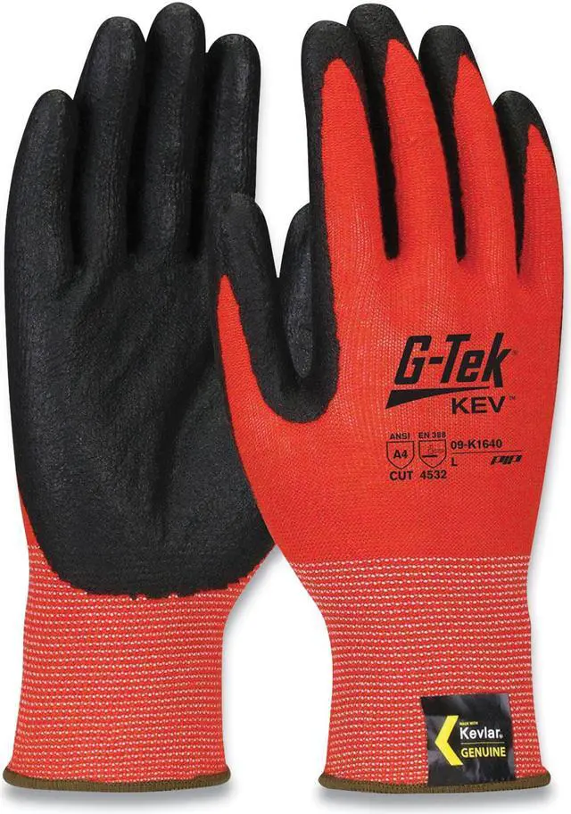 Main image of KEV Hi-Vis Seamless Knit Kevlar Gloves Large Red/Black 09K1630L