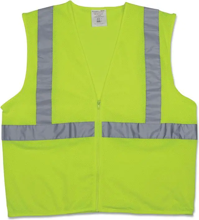Main image of Zipper Safety Vest Hi-Viz Lime Yellow X-Large 302MVGZLYXL