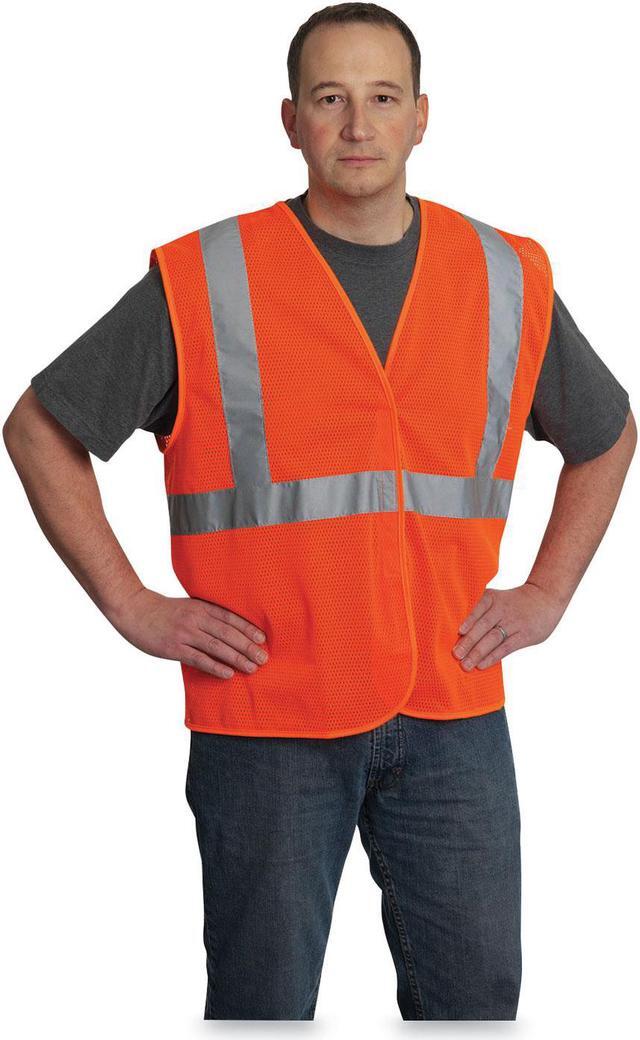 ANSI Class 2 Hook and Loop Safety Vest, Large, Hi-Viz Orange ANSI Class 2 Hook and Loop Safety Vest, Large, Hi-Viz Orange