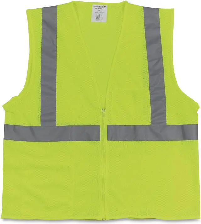 Main image of Two-Pocket Zipper Safety Vest Hi-Viz Lime Yellow X-Large 3020702ZLYXL