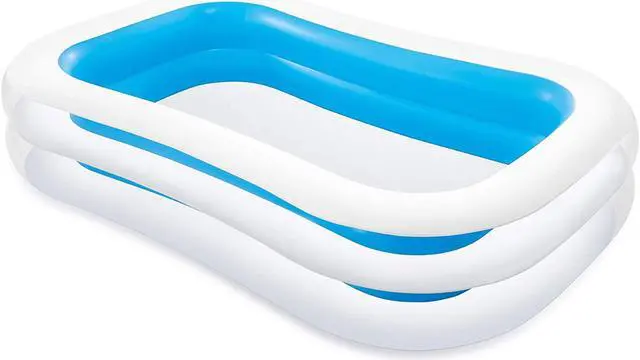 Alt view image 2 of 11 - Intex Inflatable 8.5' x 5.75' Swim Center Family Pool for 2-3 Kids, Blue & White