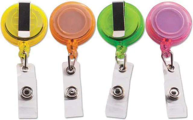 Alt view image 5 of 7 - Advantus 4-Color Neon Set ID Card Reels - Metal, Plastic, Nylon - 20 / Pack - Neon Orange, Neon Yellow, Neon Green, Neon