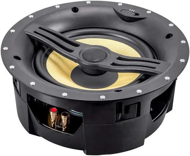 Alt view image 8 of 15 - Monoprice 2-Way Aramid Fiber Back Ceiling Speakers - 8 Inch - Black With Covered Crossover (Pair), Removable And Paintable Grille