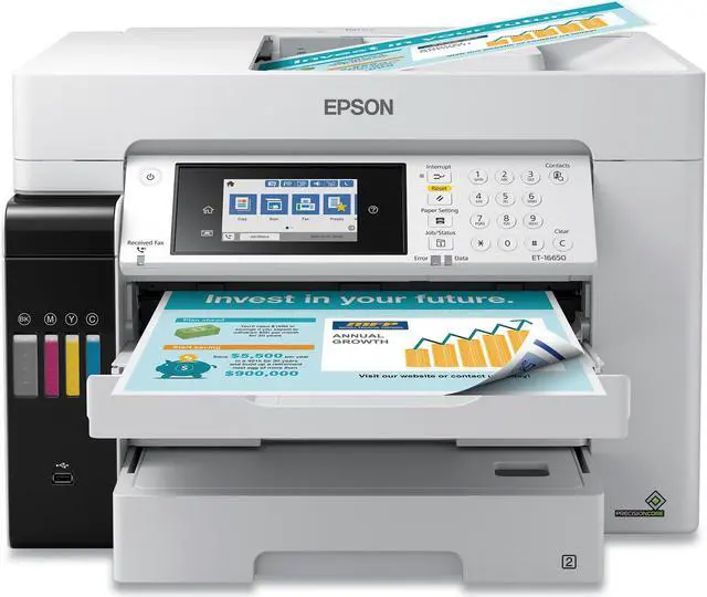 Alt view image 2 of 9 - Epson C11CH71201 EcoTank® ET-16650 Wide-format All-in-One Business Supertank Printer - Inkjet - 4800 x 1200 dpi - 4 x Built-In Tanks - 66,000 Pages - 99 Copies - ESC/P-R - Wi-Fi