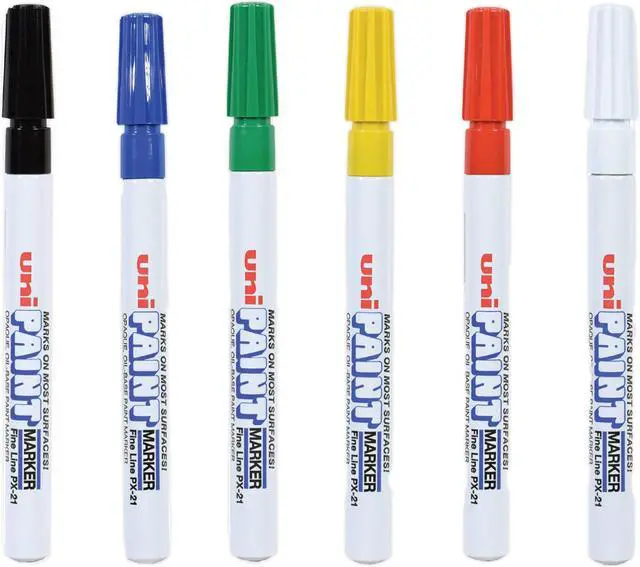 Alt view image 7 of 7 - Uni-ball Permanent Marker Fine Bullet Tip Assorted Colors 6/Set 63720