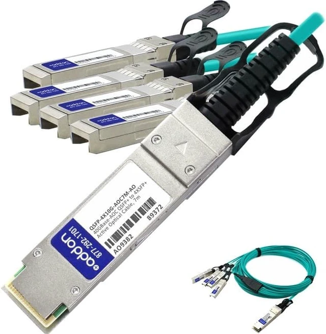 Alt view image 8 of 8 - Addon Cisco Qsfp-4X10g-Aoc7m Compatible Taa Compliant 40Gbase-Aoc Qsfp+ To 4Xsfp+ Direct Attach Cable (850Nm Mmf 7M)