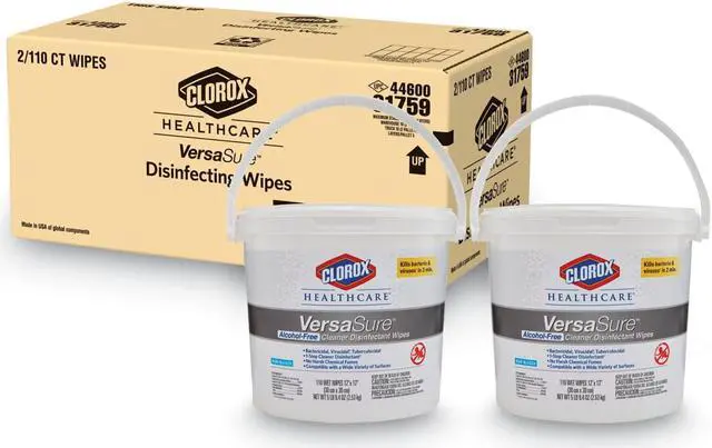 Alt view image 2 of 2 - VersaSure Cleaner Disinfectant Wipes, 1-Ply, 12" x 12", White, 110 Towels/Bucket