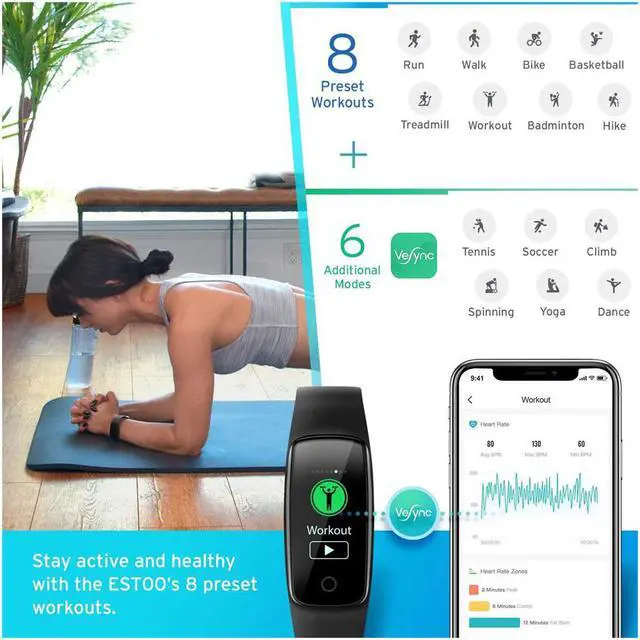 Alt view image 4 of 9 - Etekcity Fitness & Activity Tracker w/ Color Touch Screen HBHWFE52E