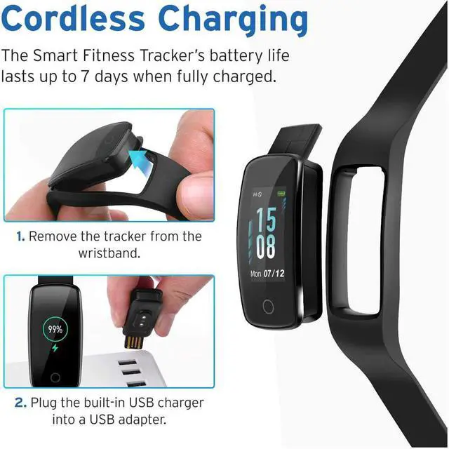 Alt view image 7 of 9 - Etekcity Fitness & Activity Tracker w/ Color Touch Screen HBHWFE52E