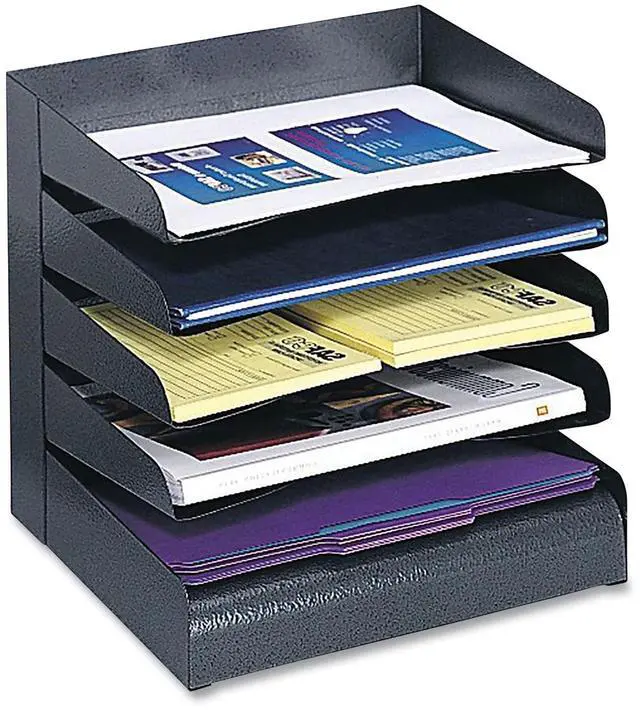 Alt view image 10 of 13 - Safco Steel Desk Tray Sorter 5-Tier Ltr 12"x9-1/2"x11-1/4" BK 3127BL