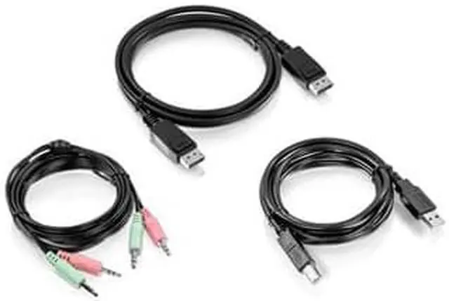 Alt view image 6 of 7 - TRENDnet 6 Ft. Display Port, USB, And Audio KVM Cable Kit, Compatible With KVM Switches, TK-240DP, TK-440DP, TK-241DP, TK-441DP, DisplayPort 1.2, 3.5mm Audio Connections, Black, TK-CP06
