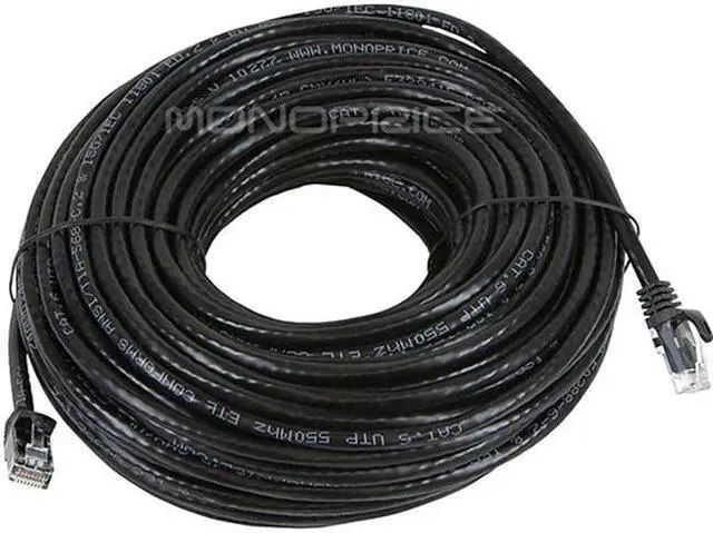Alt view image 6 of 13 - Monoprice Cat6 Ethernet Patch Cable - 100 Feet - Black | Network Internet Cord - RJ45, Stranded, 550Mhz, UTP, Pure Bare Copper Wire, 24AWG - Flexboot Series