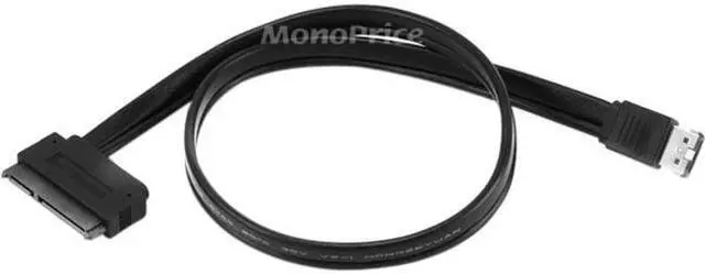 Alt view image 5 of 15 - Monoprice 108492 19-Inch eSATAp to SATA 22-Pin Cable, Black