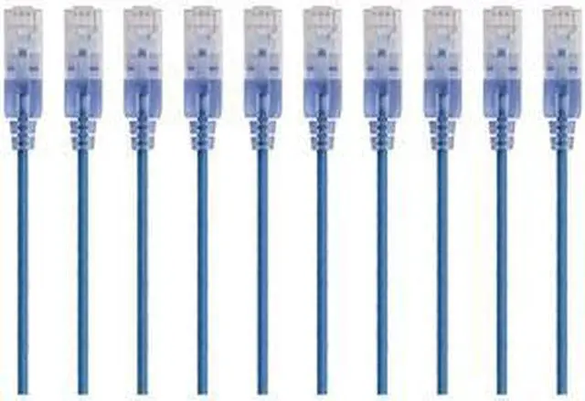 Alt view image 8 of 18 - Monoprice SlimRun Cat6A Ethernet Patch Cable - Network Internet Cord - RJ45, 550Mhz, UTP, Pure Bare Copper Wire, 10G, 30AWG, 1ft, Blue, 10-Pack