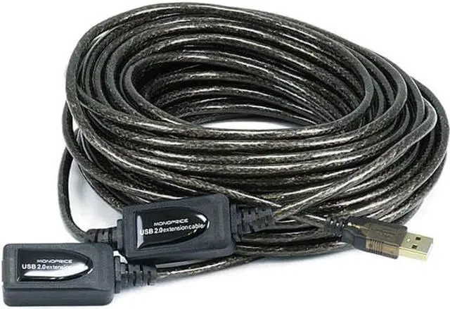 Alt view image 4 of 11 - Monoprice 65ft 20M USB 2.0 A Male to A Female Active Extension / Repeater Cable use with PlayStation, Xbox, Kinenct, Oculus VR, USB Flash Drive