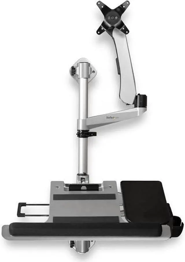 Alt view image 9 of 12 - StarTech Single Monitor Adjustable Wall Mount Computer Workstation WALLSTSI1