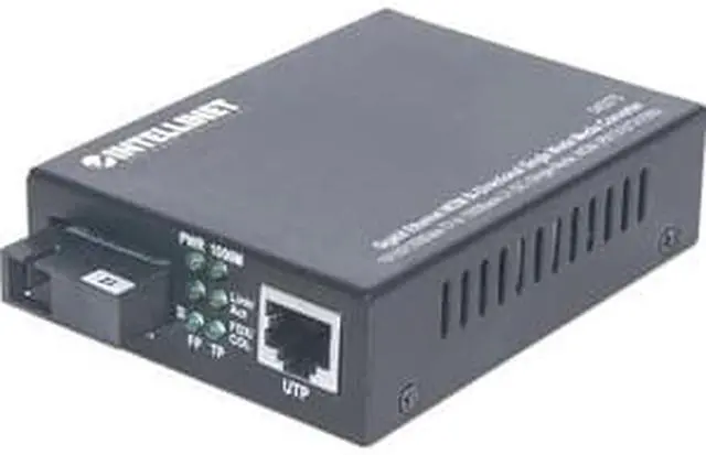 Alt view image 6 of 6 - Intellinet Gigabit Ethernet WDM Bi-Directional Single Mode Media Converter, 10/100/1000Base-TX to 1000Base-LX (SC) Single-Mode, 20 km (12.4 mi.), WDM (RX1310/TX1550)