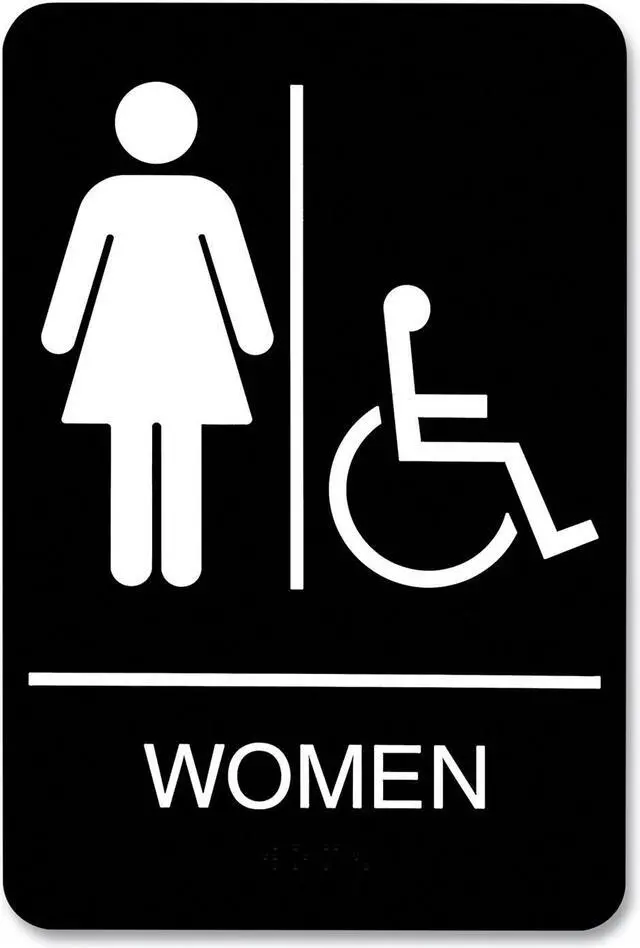 Main image of ADA Sign Women/Wheelchair Accessible Tactile Symbol Plastic 6x9 Black/White 9005