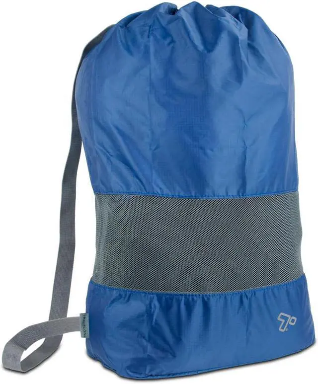 Alt view image 6 of 13 - Travelon Lightweight Nylon and Mesh Drawstring Storage Travel Laundry Bag Blue