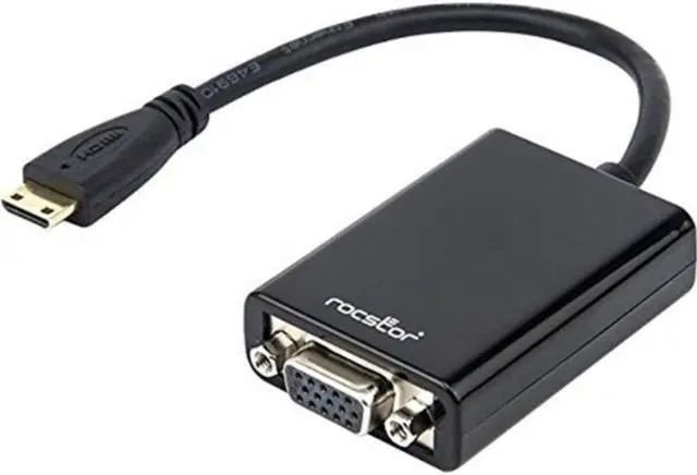 Alt view image 11 of 19 - Rocstor Y10A185-B1 6In Mini Hdmi To Vga Adapter Male To Vga Female Black