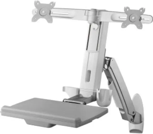 Alt view image 2 of 8 - Amer Networks AMR2AWS | Dual Combo Articulating Workstation Wall Mounts | Supports 24" LCD per Arm