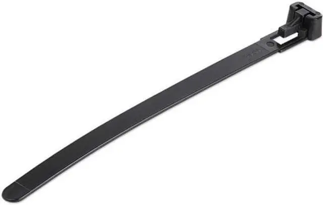 Main image of StarTech 5"12cm Reusable Cable Ties 1-1/8"30mm Dia. 50lb22Kg Tensile Strength Nylon In/Outdoor UL Listed 100 Pack Black CBMZTRB5BK
