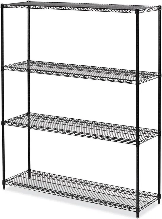 Main image of Alera - 4TIND6018BA - All-Purpose Wire Shelving Starter Kit, 4-Shelf, 60 x 18 x 72, Black Anthracite+