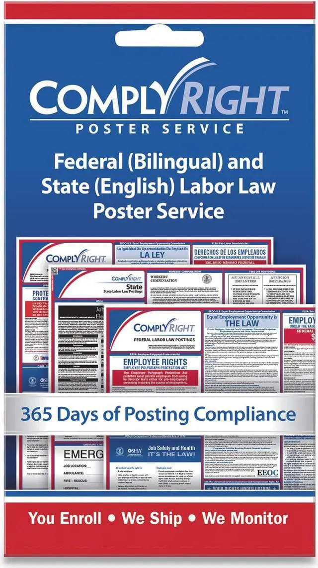 Alt view image 2 of 3 - ComplyRight Federal (Bilingual) and State (English) Labor Law Poster Service