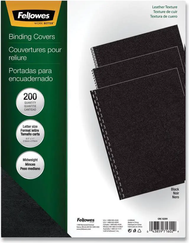 Alt view image 14 of 20 - Fellowes 5229101 Fellowes Letter-Size Executive Binding Covers, 200 Pk