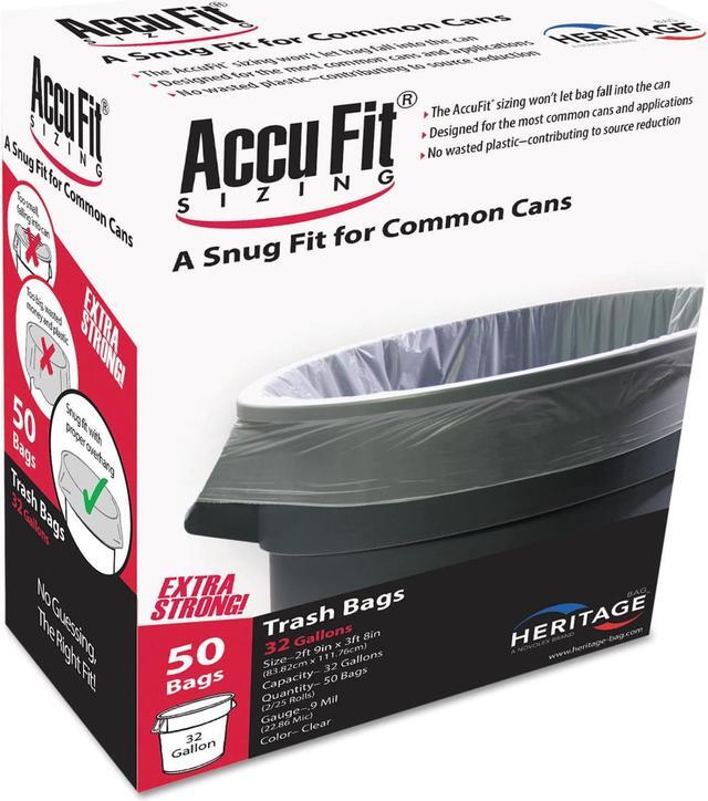 Linear Low Density Can Liners with AccuFit Sizing, 32 gal, 0.9 mil, 33 Linear Low Density Can Liners with AccuFit Sizing, 32 gal, 0.9 mil, 33