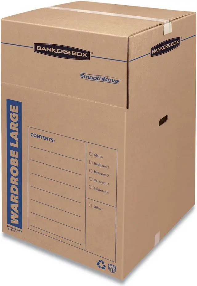 Alt view image 11 of 16 - Bankers Box SmoothMove Wardrobe Boxes 24l x 24w x 40h Kraft/Blue 3/Carton